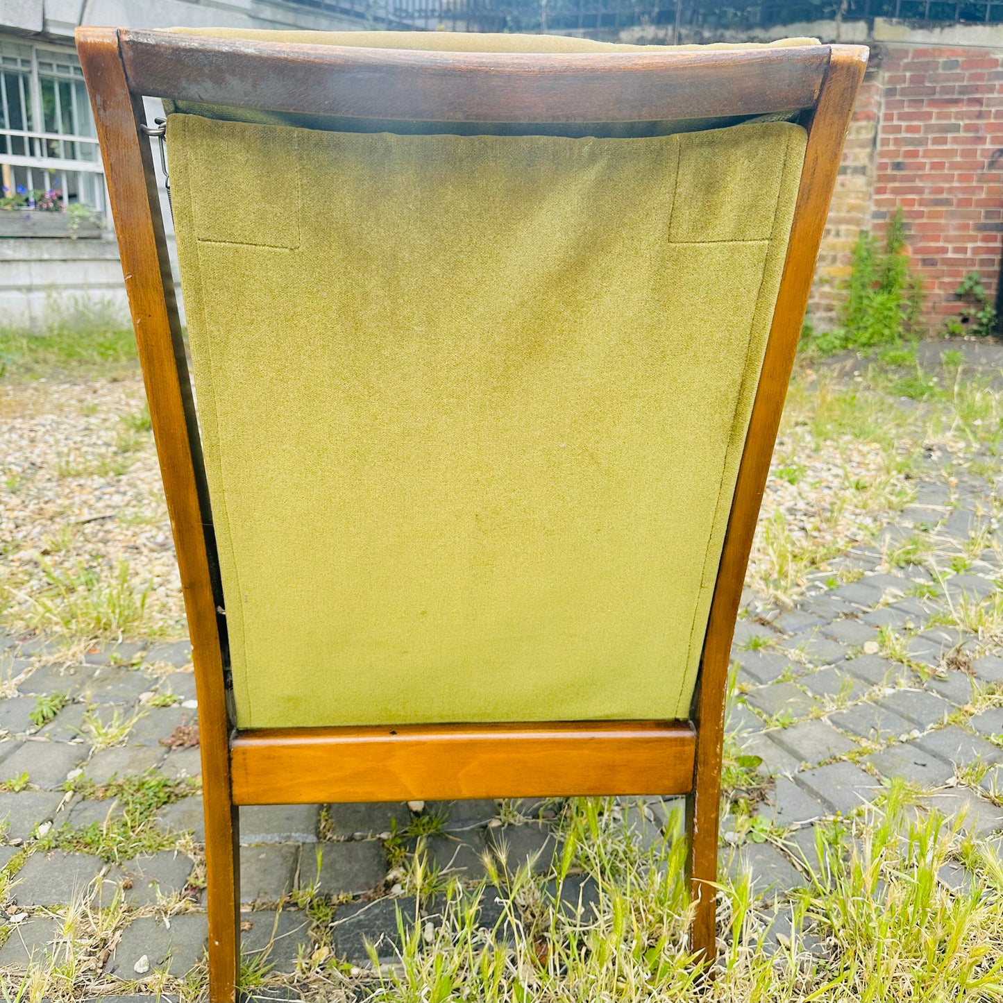 Original Mid 20th Century Cintique Armchair in Moss Green Velvet