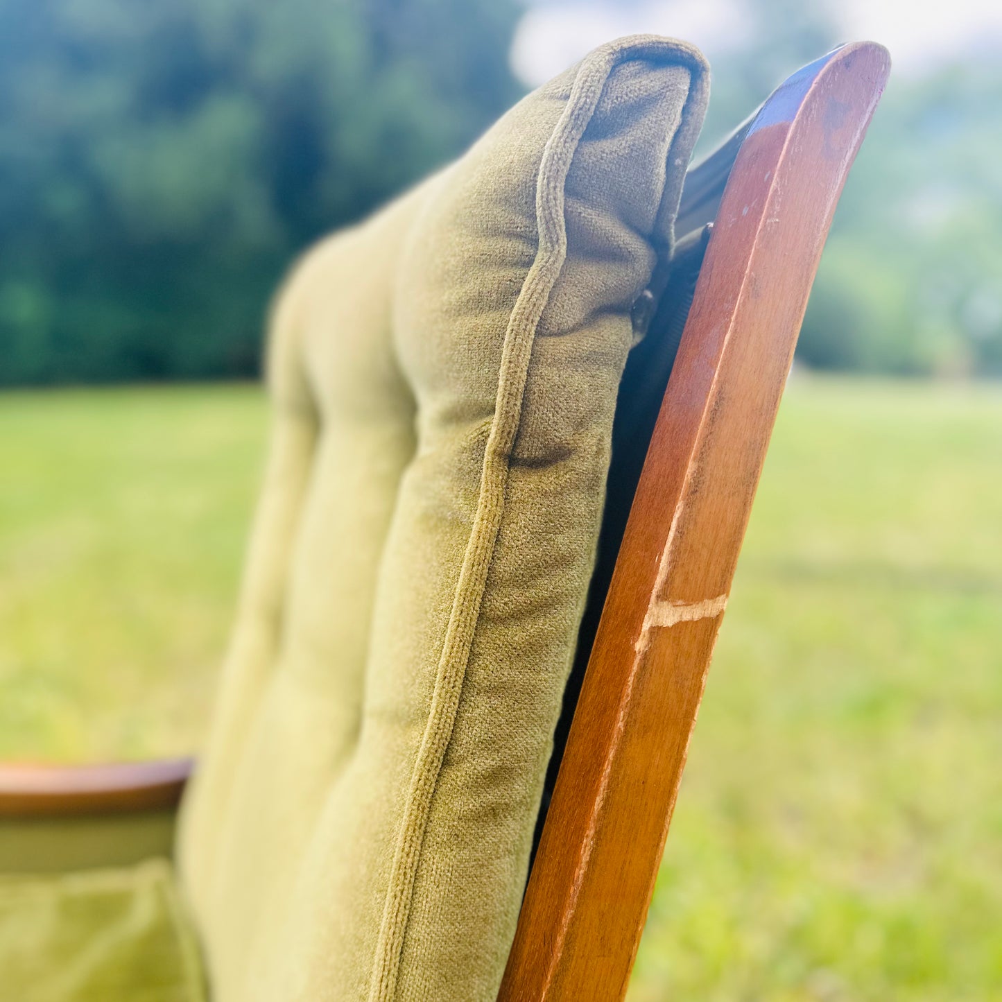 Original Mid 20th Century Cintique Armchair in Moss Green Velvet