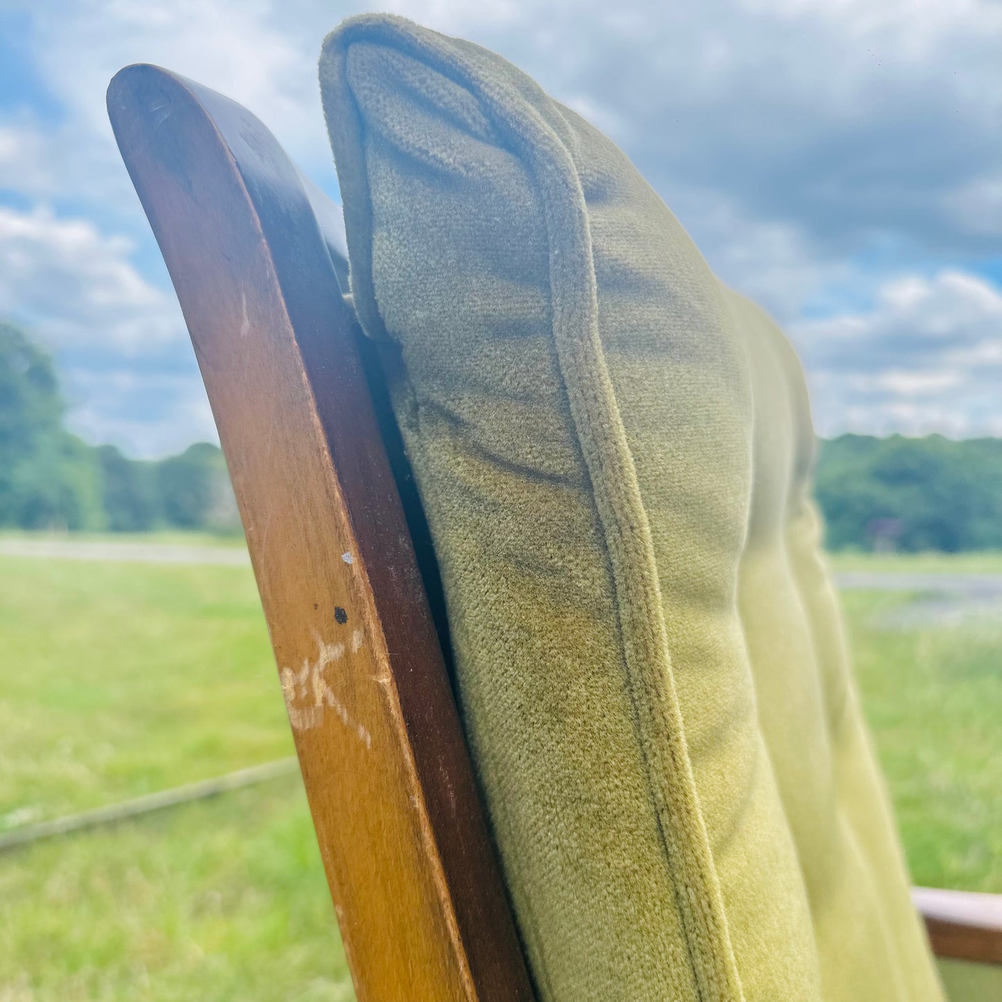 Original Mid 20th Century Cintique Armchair in Moss Green Velvet