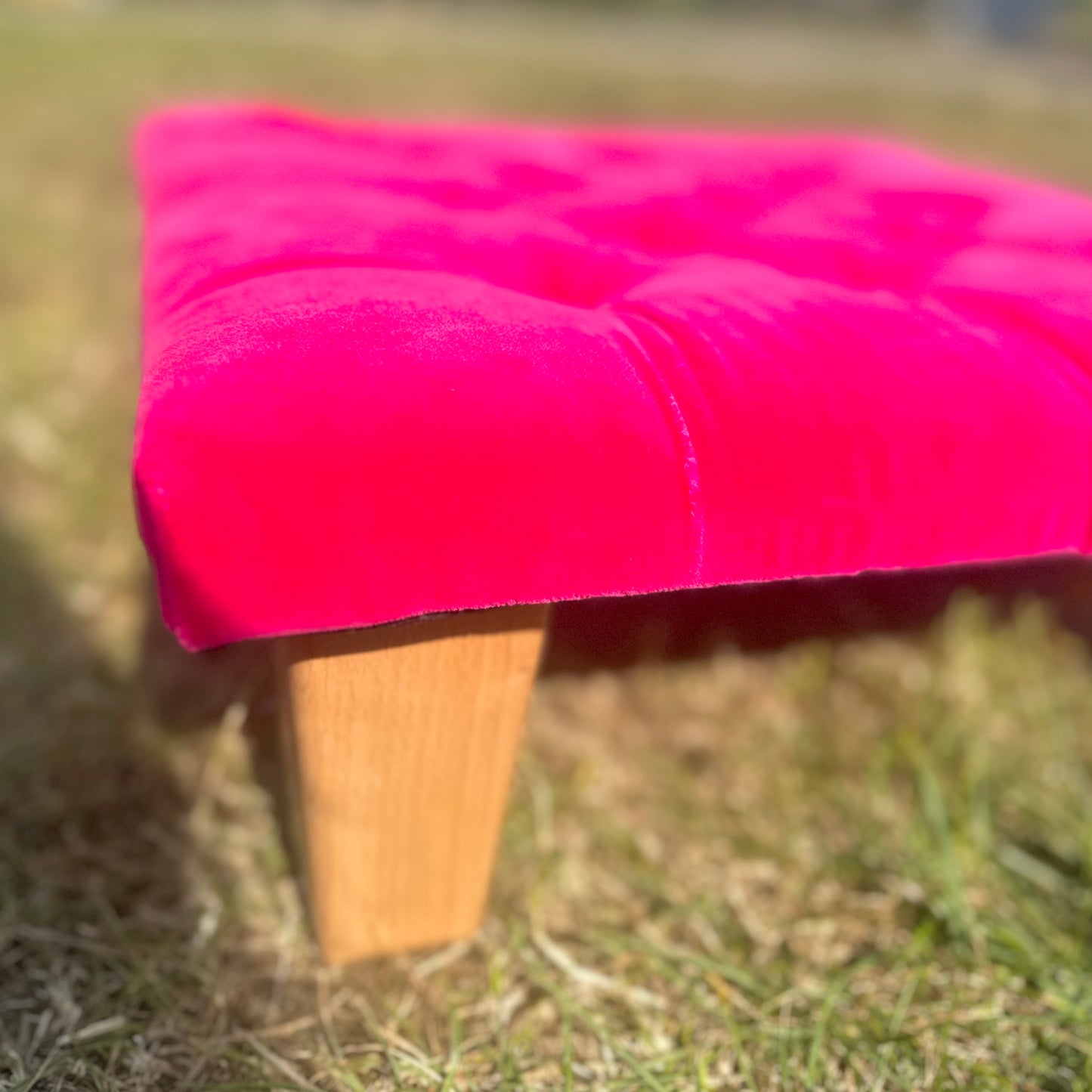 Sustainable Footstool in Designers Guild 'Varese' Fuchsia Velvet