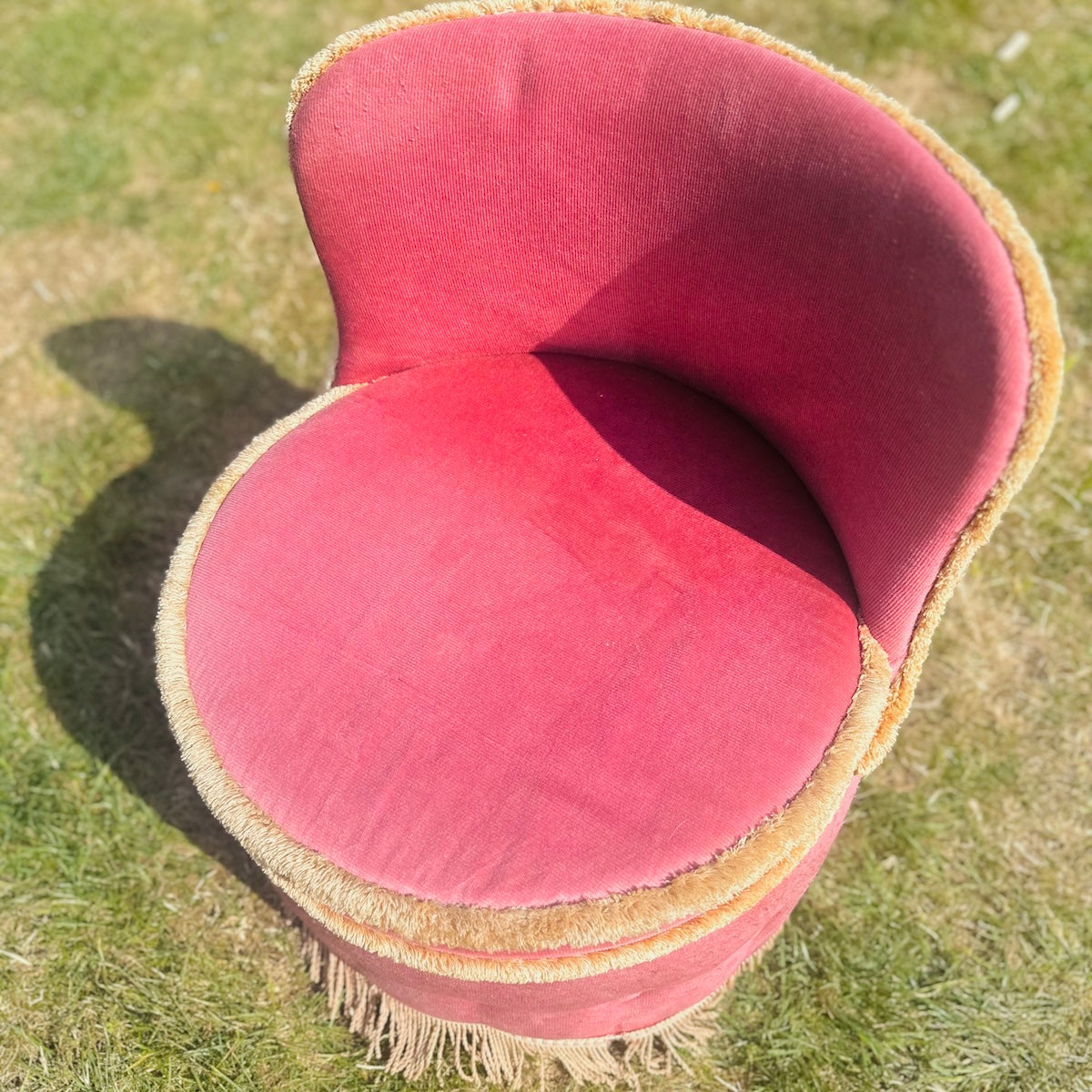 Vintage 1970s Bedroom Tub Chair in Pink Velvet