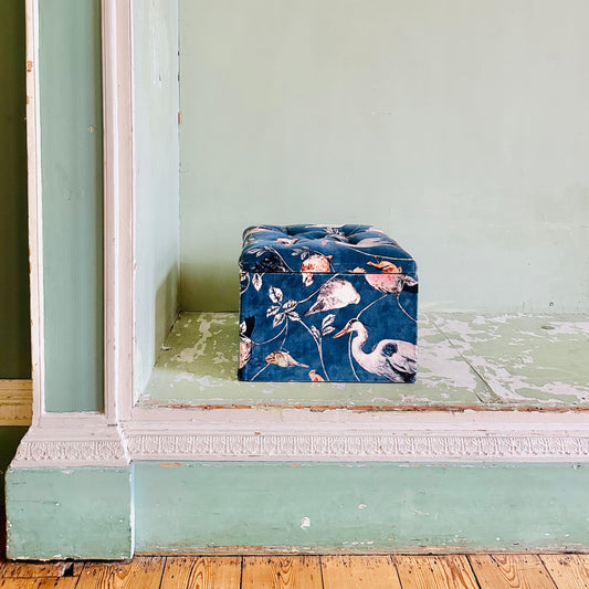 Upholstered Storage Footstool in House of Hackney "Flight of Fancy" velvet