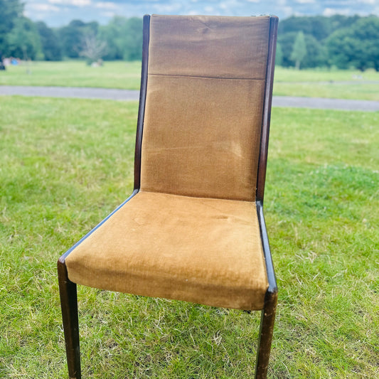 Mid Century Danish Dining Chair in Rust Cord Velvet