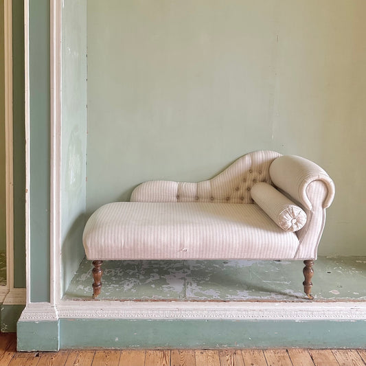 Striped Linen Antique Chaise Lounge