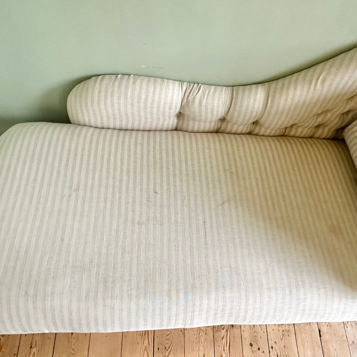 Striped Linen Antique Chaise Lounge