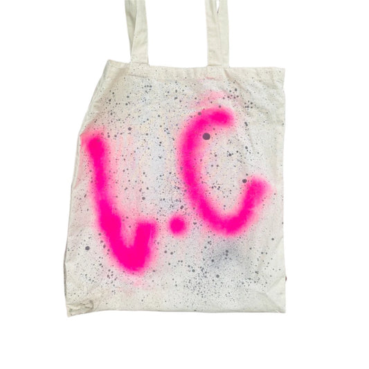 Recycled Cotton Sustainable Splatter Initial Tote Bag