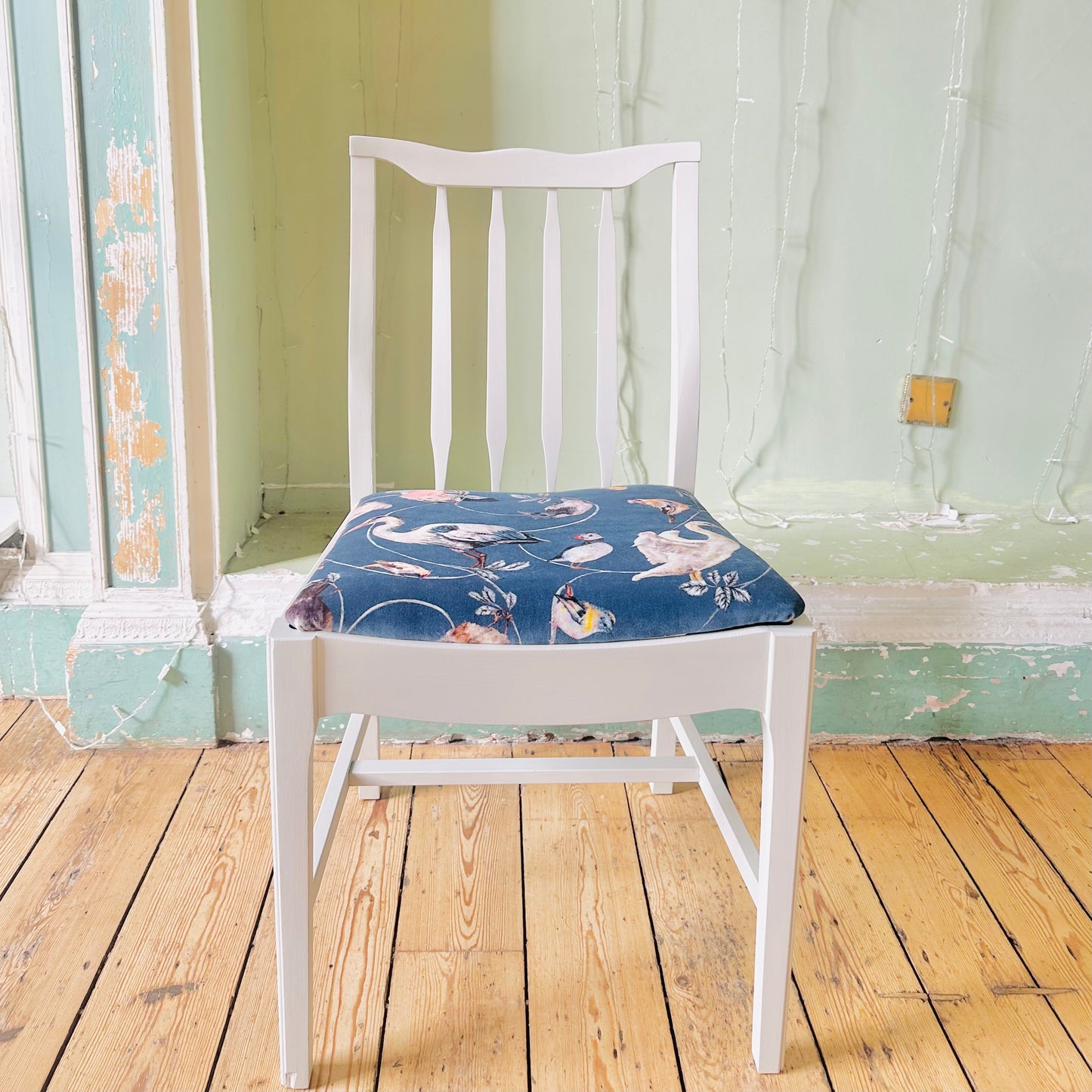 Vintage Stag Set of 2 Dining Chairs newly upholstered in House of Hackney fabric