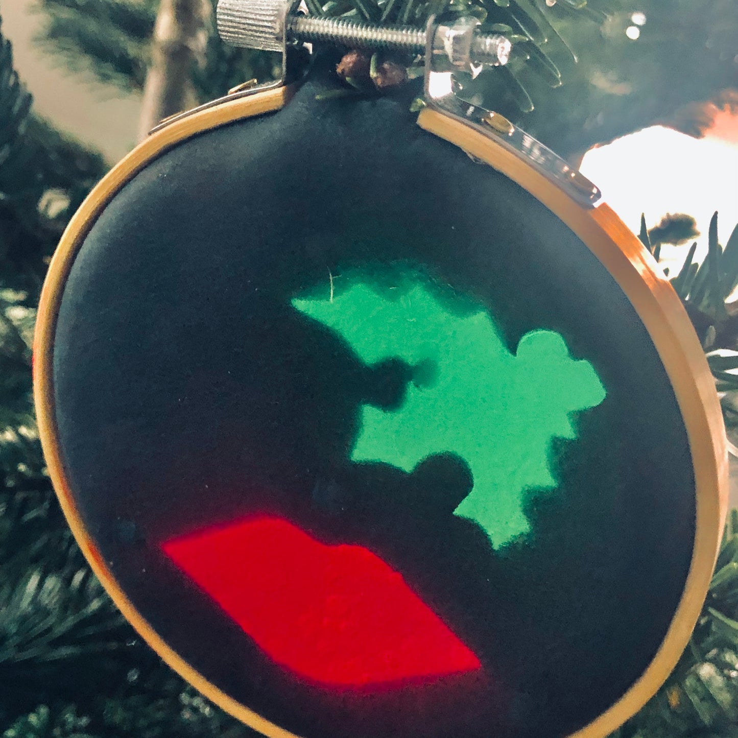 Upcycled Leather Christmas Tree Decoration Hoop