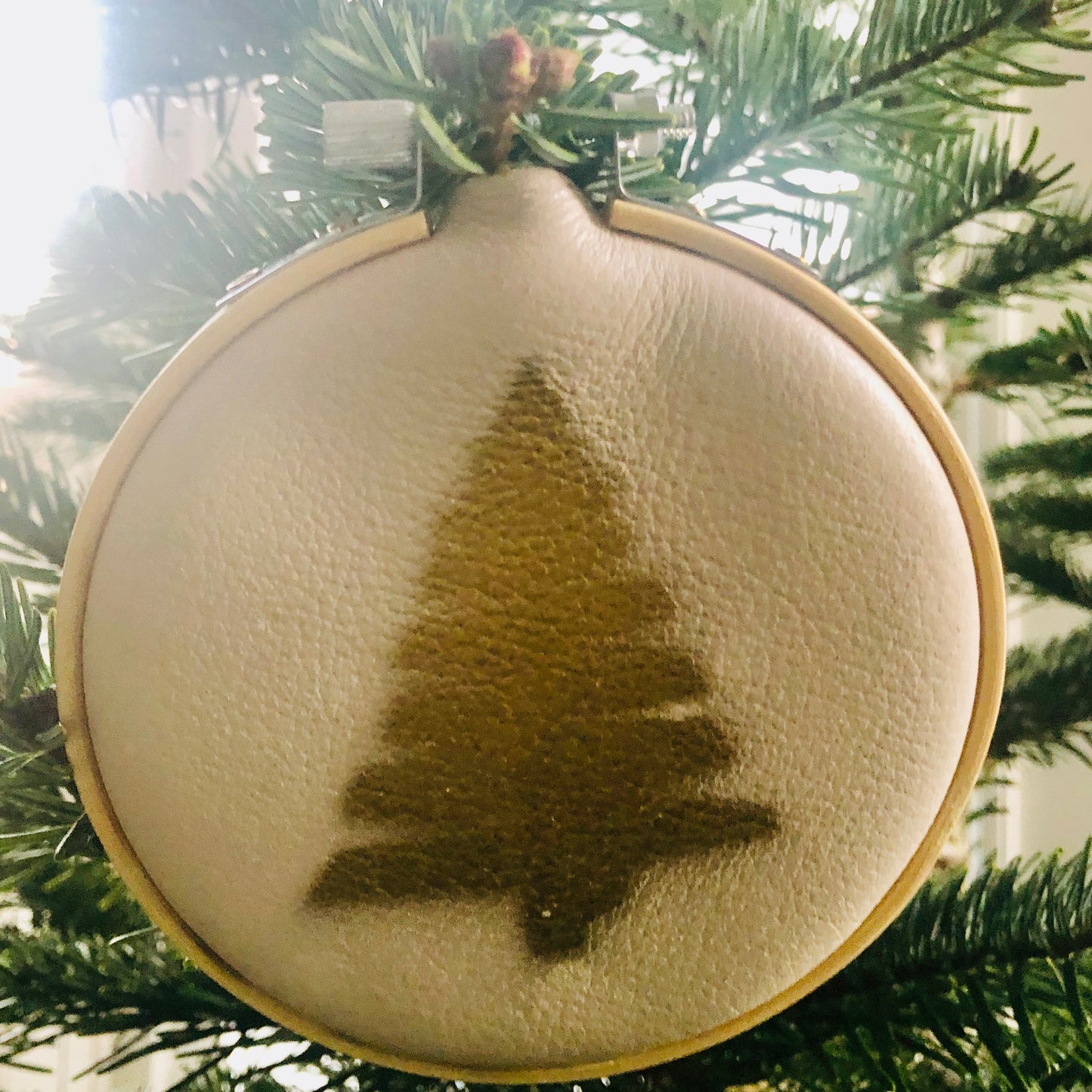 Upcycled Leather Christmas Tree Decoration Hoop